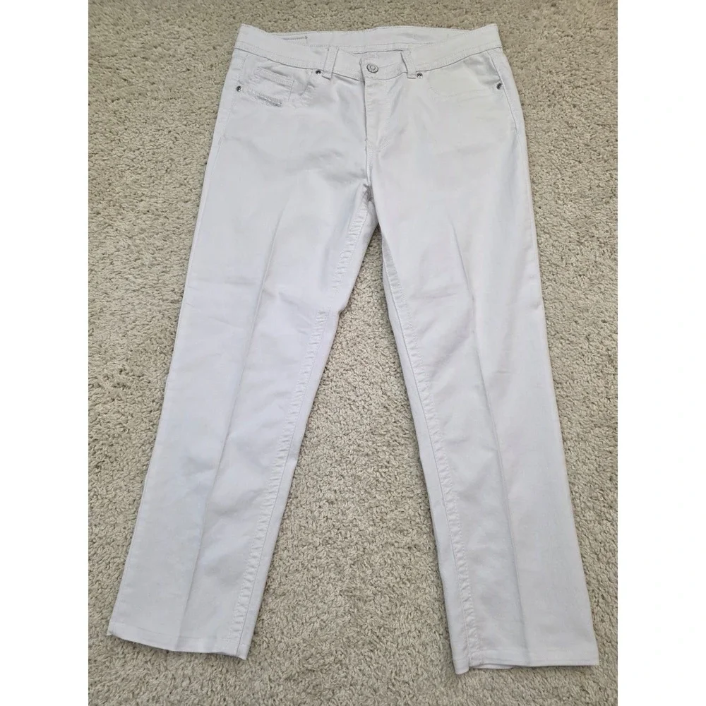 VGS Denim Jeans Womens 16 White Studded Pockets‎ Casual Travel Pants Weekend Fun
